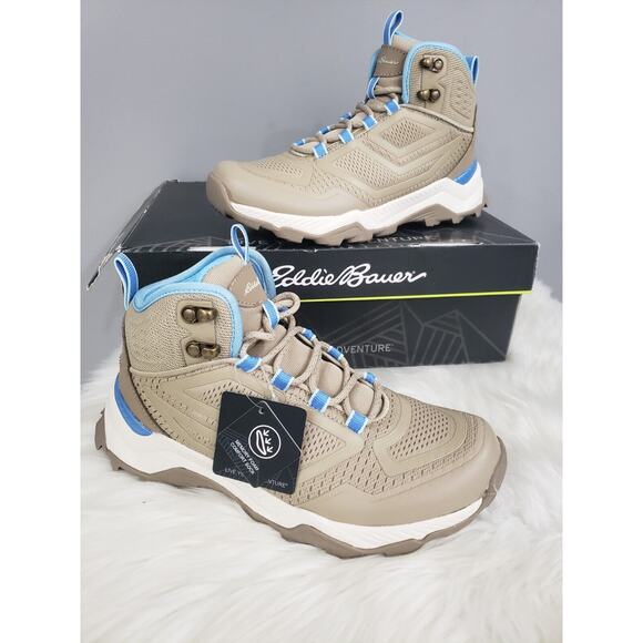 NEW Eddie Bauer Rampart Ridge Mid Women's Size 6 Tan Blue Hiking Boots 120713 - Picture 8 of 8